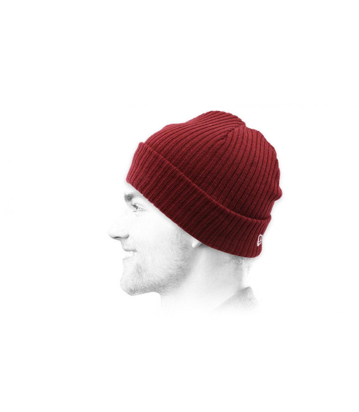 burgundy docker beanie Fisherman Cuff cardinal